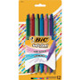 BIC Soft Feel Ballpoint Pen, Retractable, Medium 1 mm, Assorted Ink and Barrel Colors, Dozen View Product Image