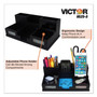 Victor Midnight Black Desk Organizer with Smartphone Holder, 10 1/2 x 5 1/2 x 4, Wood View Product Image