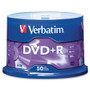 Verbatim DVD+R Discs, 4.7GB, 16x, Spindle, Matte Silver, 50/Pack View Product Image