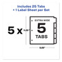 Avery Print and Apply Index Maker Clear Label Dividers, 5 White Tabs, Letter, 5 Sets AVE11440 View Product Image