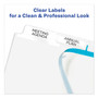 Avery Print and Apply Index Maker Clear Label Dividers, 5 White Tabs, Letter AVE11490 View Product Image