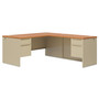 HON 38000 Series Left Pedestal Desk, 66w x 30d x 29.5h, Harvest/Putty View Product Image