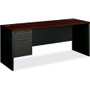 HON 38000 Series Left Pedestal Credenza, 72w x 24d x 29.5h, Mahogany/Charcoal View Product Image