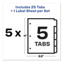 Avery Print and Apply Index Maker Clear Label Dividers, 5 Color Tabs, Letter, 5 Sets AVE11410 View Product Image