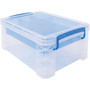 Advantus Super Stacker Divided Storage Box, 6 Sections, 10.38" x 14.25" x 6.5", Clear/Blue View Product Image
