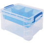 Advantus Super Stacker Divided Storage Box, 5 Sections, 7.5" x 10.13" x 6.5", Clear/Blue View Product Image