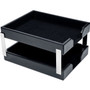 Dacasso Black Bonded Leather Double Letter Trays View Product Image