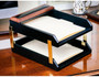 Dacasso Walnut & Leather Double Letter Trays View Product Image