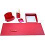 Dacasso Home/Office Leather 5Pc Desk Accessory Set - Red View Product Image