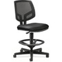 HON Volt Series Mesh Back Adjustable Leather Task Stool, 32.38" Seat Height, Up to 250 lbs., Black Seat/Back, Black Base View Product Image