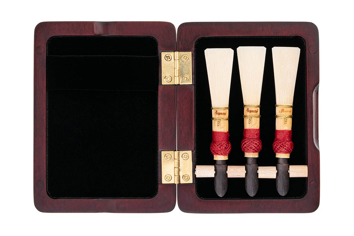 3-Reed Wood Bassoon Reed Cases with mandrels by Oboes.ch