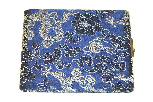 10-Reed Tenor Sax Reed Case, double-sided - Blue with Silver Dragon Design