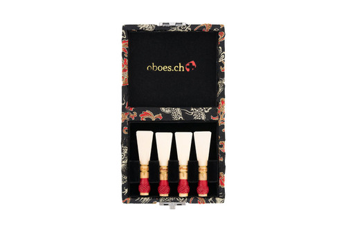 4-Reed Bassoon Reed Cases by Oboes.ch - Black with Gold Dragon