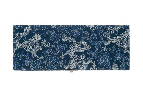 50-reed oboe reed case by oboes.ch - Silk Blue with Silver Dragon Design