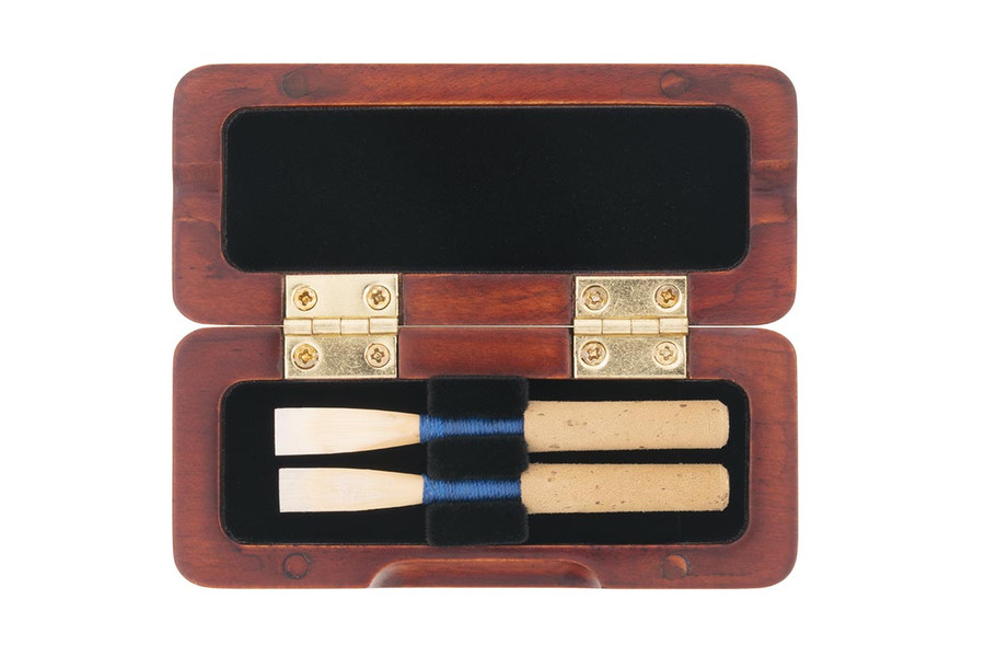 2-Reed Slimline Wood Oboe Reed Cases by Oboes.ch - brown stain