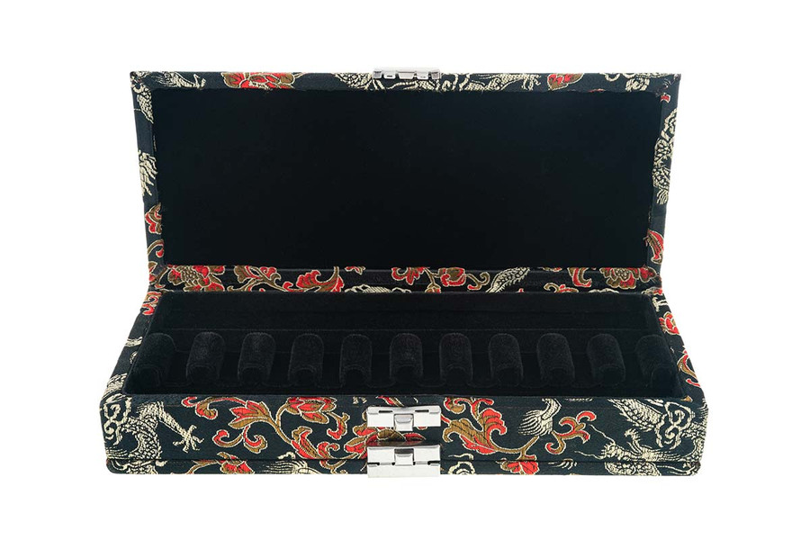 20-Reed Bassoon Reed Cases by Oboes.ch - Silk Black with Gold Dragon Design