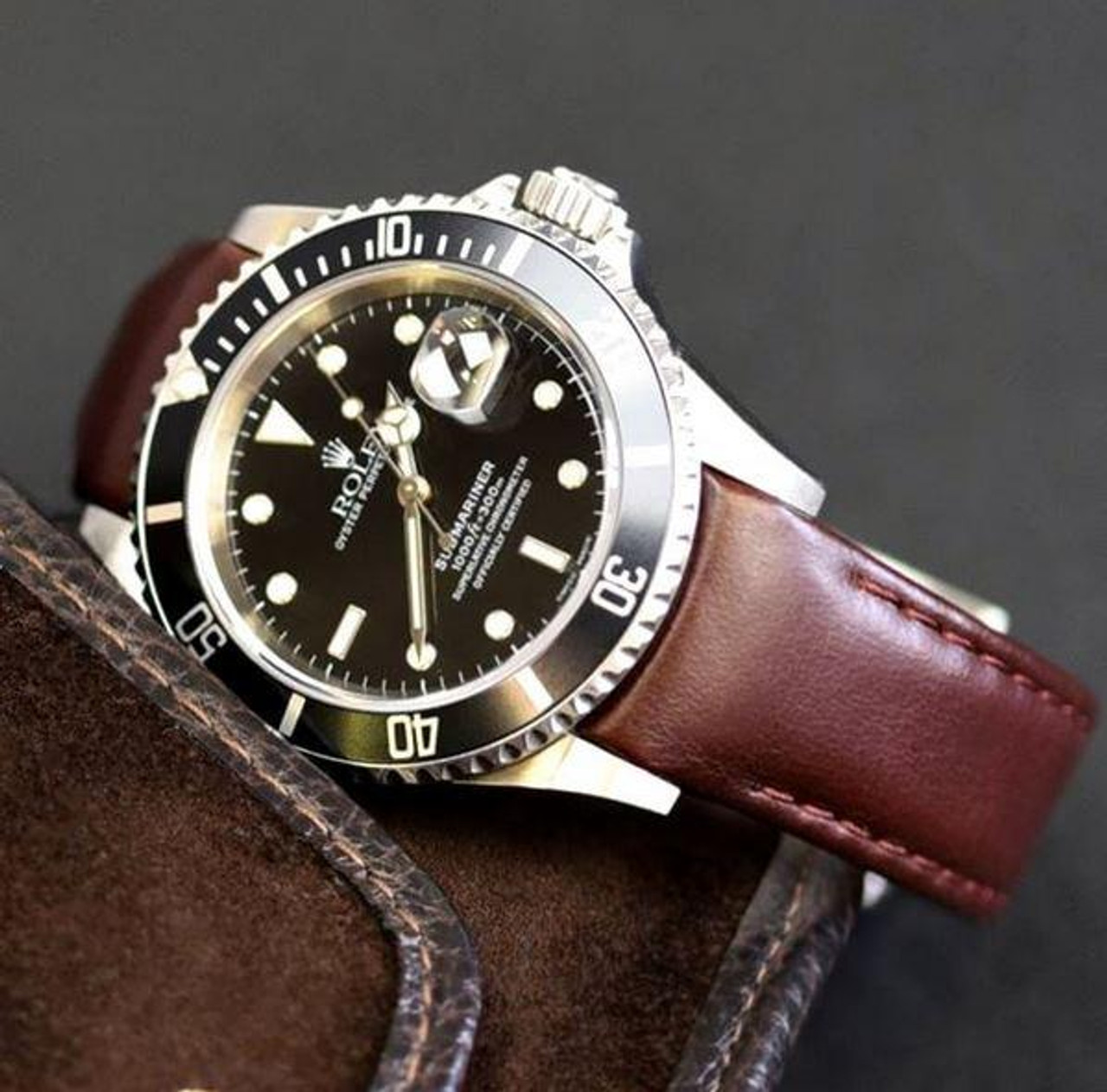 Curved End Leather Strap (For Rolex) - Monstraps