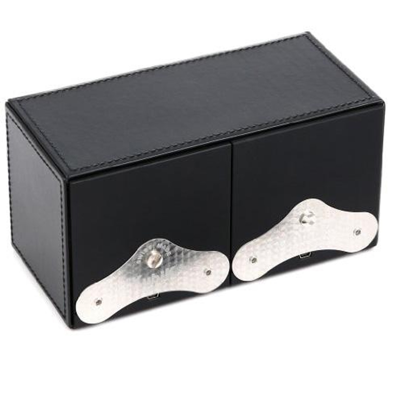 SwissKubik Masterbox Double Watch Winder in Black Racing Leather with Red Stitching