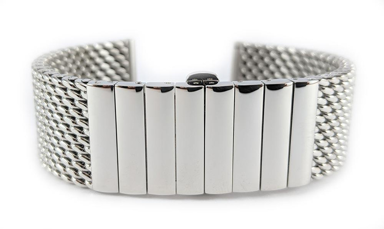 Staib Milanaise Mesh Polished Watch Bracelet with Butterfly Clasp 22mm