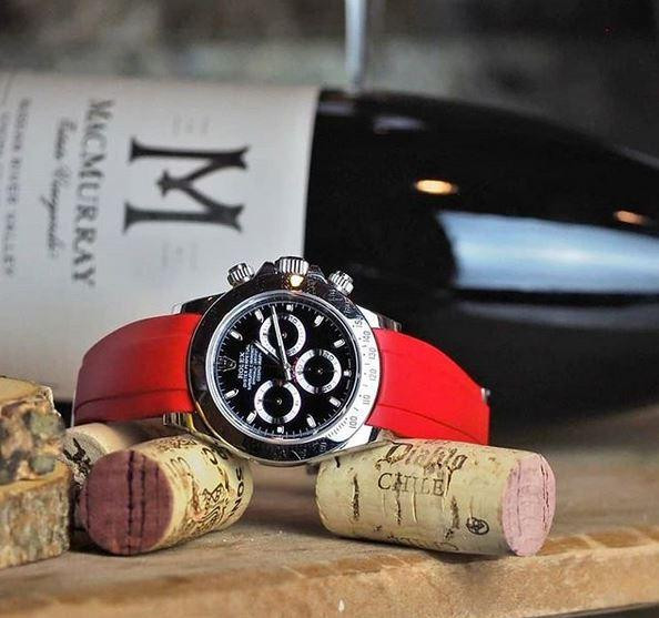 Everest Curved Rubber Strap Red EH5 with Tang Buckle for Rolex UK