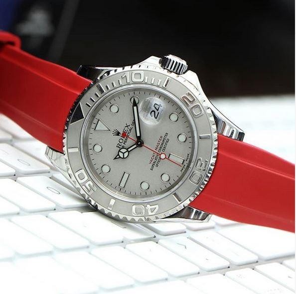 Everest Curved Rubber Strap Red EH5 with Tang Buckle for Rolex UK