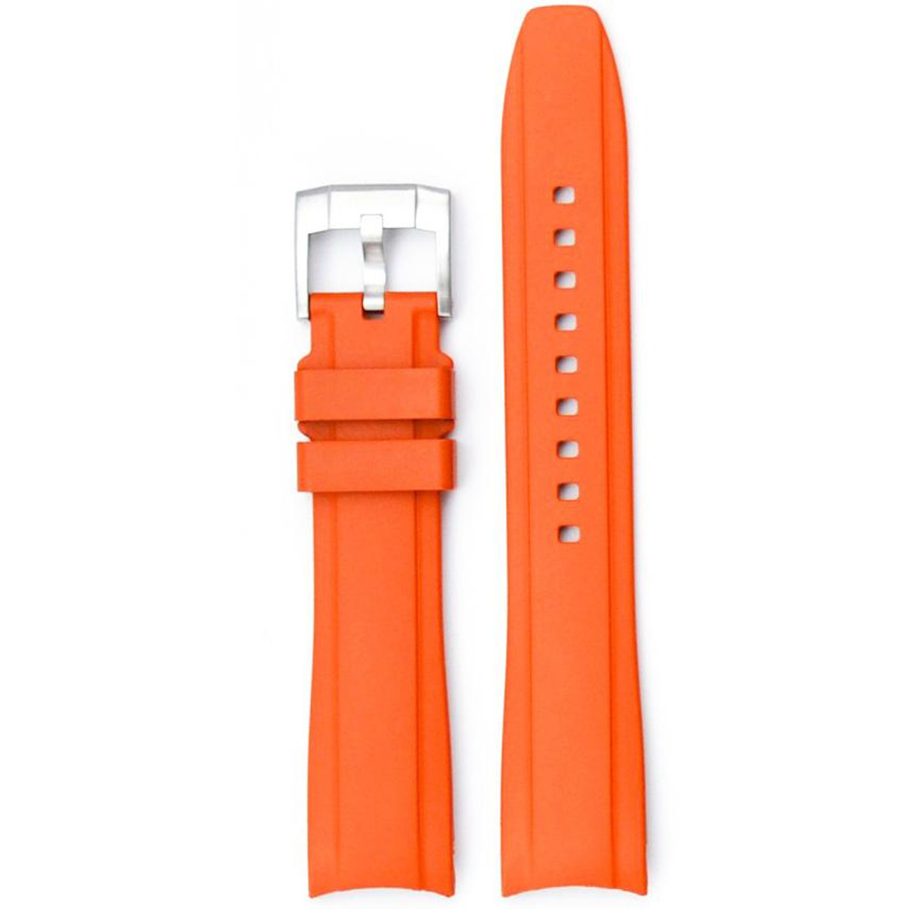 Everest Curved Rubber Strap Orange EH for Rolex Submariner No Date