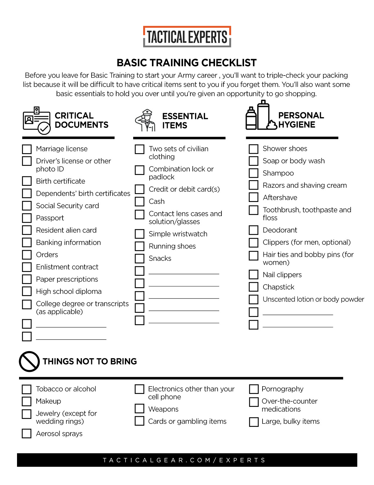 Basic Training Checklist Infographic Full