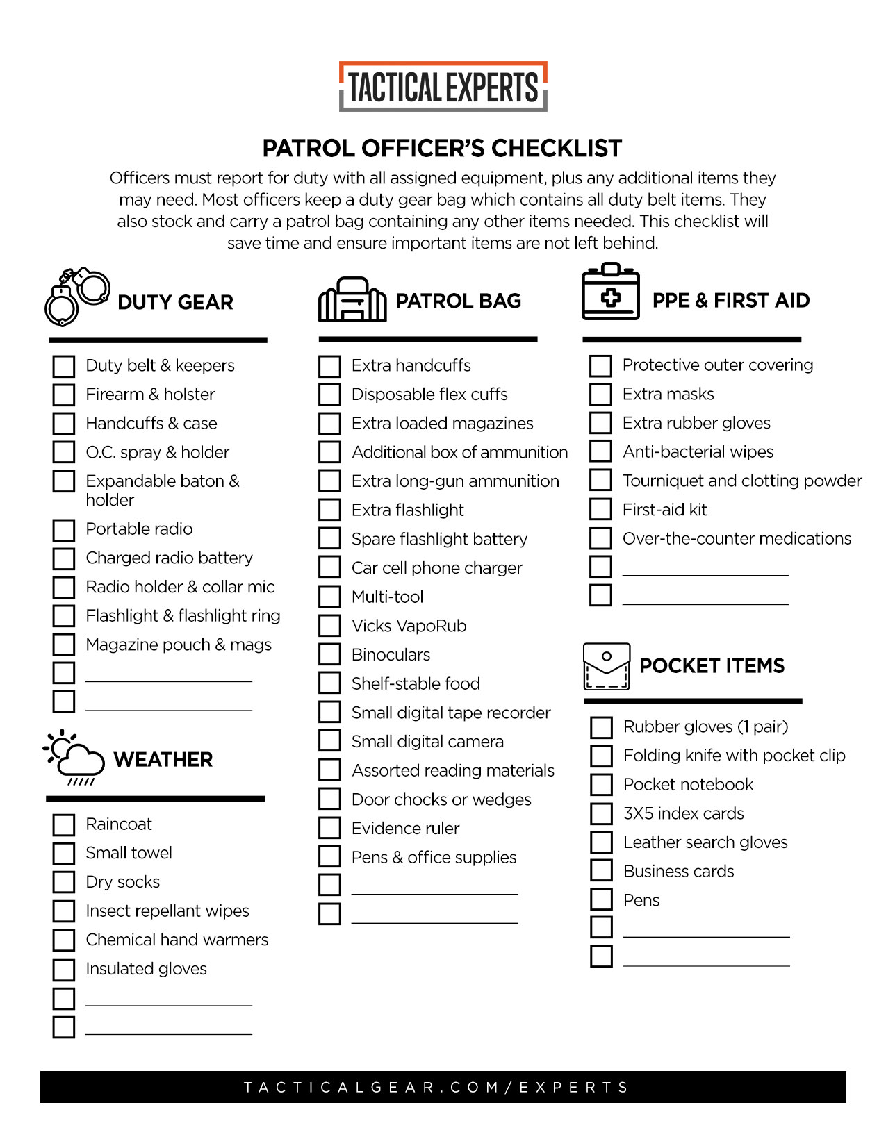 Patrol Officers Checklist Infographic Full