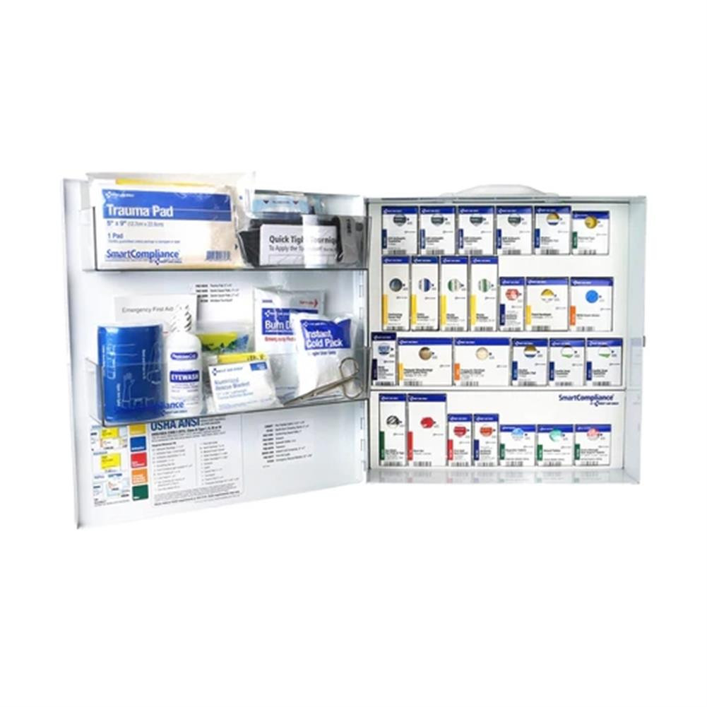 First Aid Only SmartCompliance Large ANSI 2021 B Metal First Aid Cabinet with Meds for Food Service