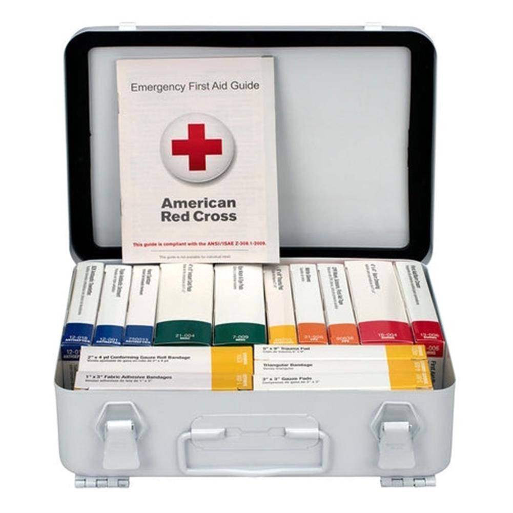 First Aid Only 25 Person ANSI A 16 Unit Metal First Aid Kit, ANSI 2021 Compliant