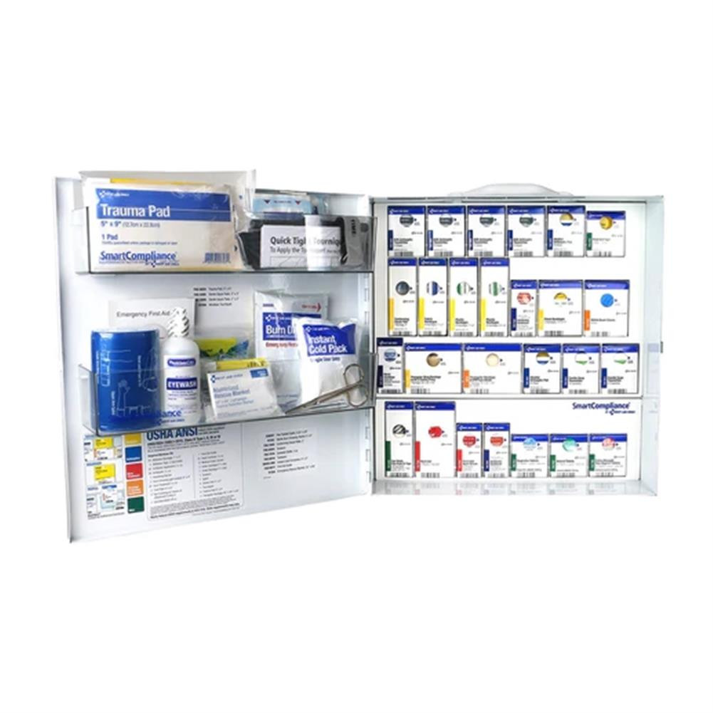 First Aid Only 100 Person SmartCompliance Large ANSI 2021 B Metal First Aid Cabinet with Meds