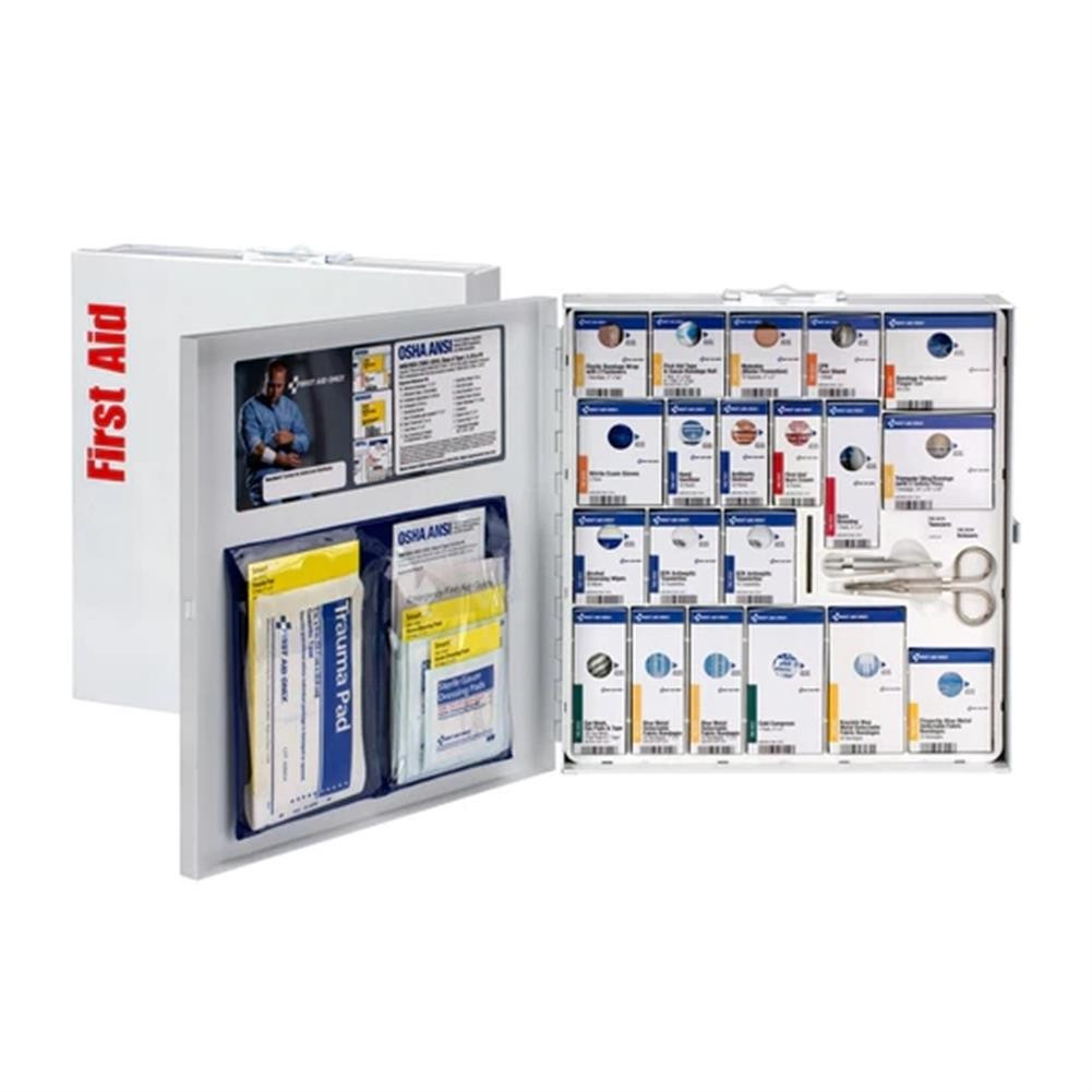 First Aid Only 50 Person Large Metal SmartCompliance Food Service First Aid Cabinet with Meds