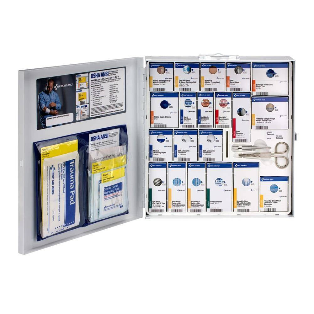 First Aid Only 50 Person Large Metal SmartCompliance Food Service First Aid Cabinet without Meds