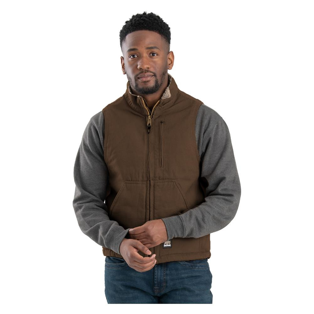 Men's Berne Workwear Heartland Sherpa-Lined Washed Duck Vest