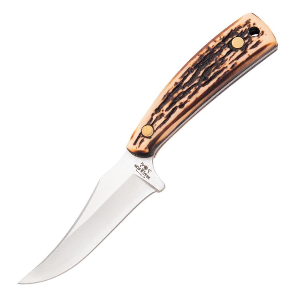 Bear & Son 7 1/4" Stag Delrin Upswept Skinner Knife