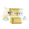 Includes: LifeVac Unit, 1 adult mask, 1 pediatric mask, Instructions for Use, Choking and Prevention literature, and Information Page.