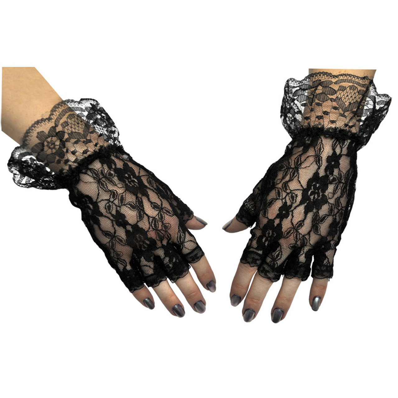 【FETICO】LACE FINGERLESS GLOVES  black Lace Fingerless Gloves - Black | Icing US