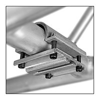 The Mega-Track Hanger Short can be used on 2" truss. Since the truss has a larger OD than 2" pipe, a rubber mallet can be used to make it fit.