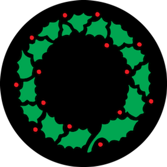 Christmas Wreath Green and Red - Rosco Glass Gobo #84436