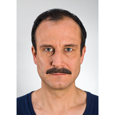 Kryolan Mustache (Style 09212) in Black. Sold by Norcostco.