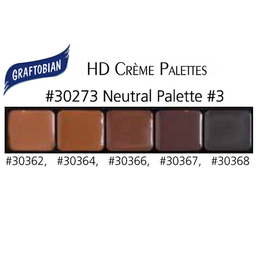 Graftobian HD Creme Palette Neutral 3 Color Chart