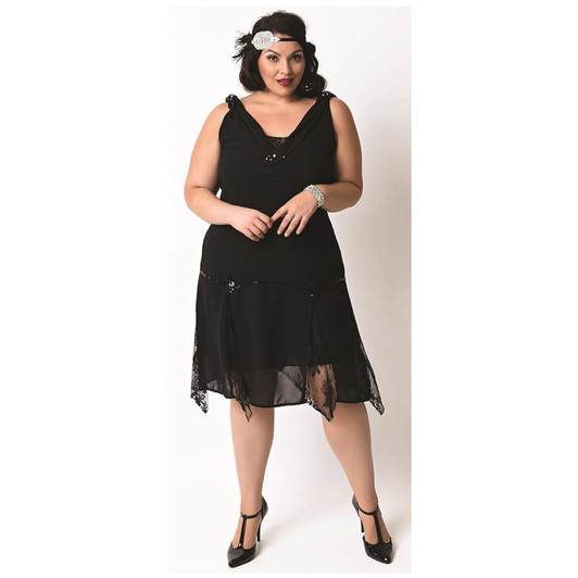 Hemingway Plus Flapper Dress - Black 