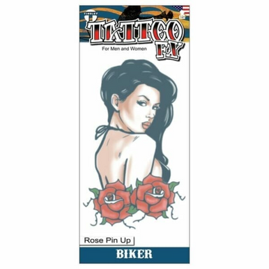 Tinsley Transfers Biker Tattoo - Rose Pin Up