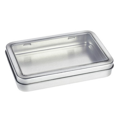 Hinged Lid Tin with Window