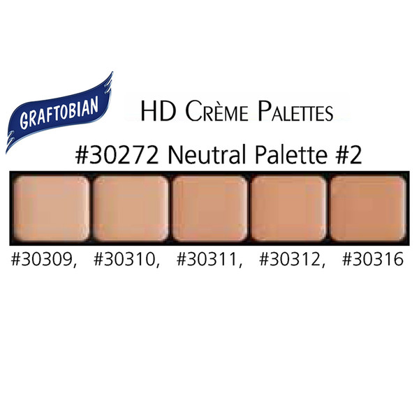 Graftobian HD Creme Palette Neutral 2 Color Chart