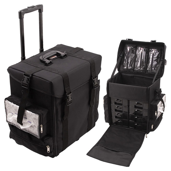 Sunrise Makeup Trolley Case, Black Nylon