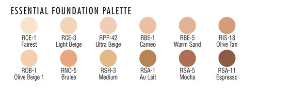 Ben Nye Matte HD Foundation Palette - 12 Classic Shades Color Chart