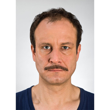 Kryolan Mustache (Style 09213) in Brown. Sold by Norcostco.
