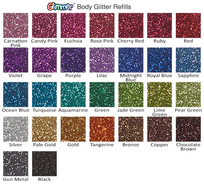 Glimmer Body Art Body Glitter Refill Colors