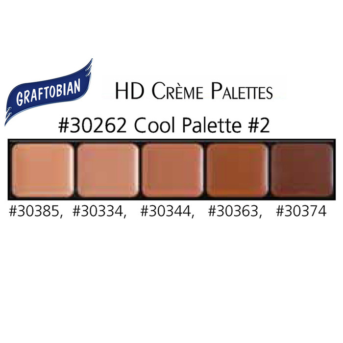 Graftobian HD Creme Palette Cool 2 Color Chart